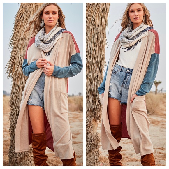 Boho chic open front pocket cardigan - Picture 4 of 6